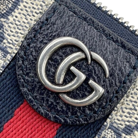 GUCCI Ophidia Key Case GG Supreme/Leather Beige/Navy 671722 - Picture 9 of 10